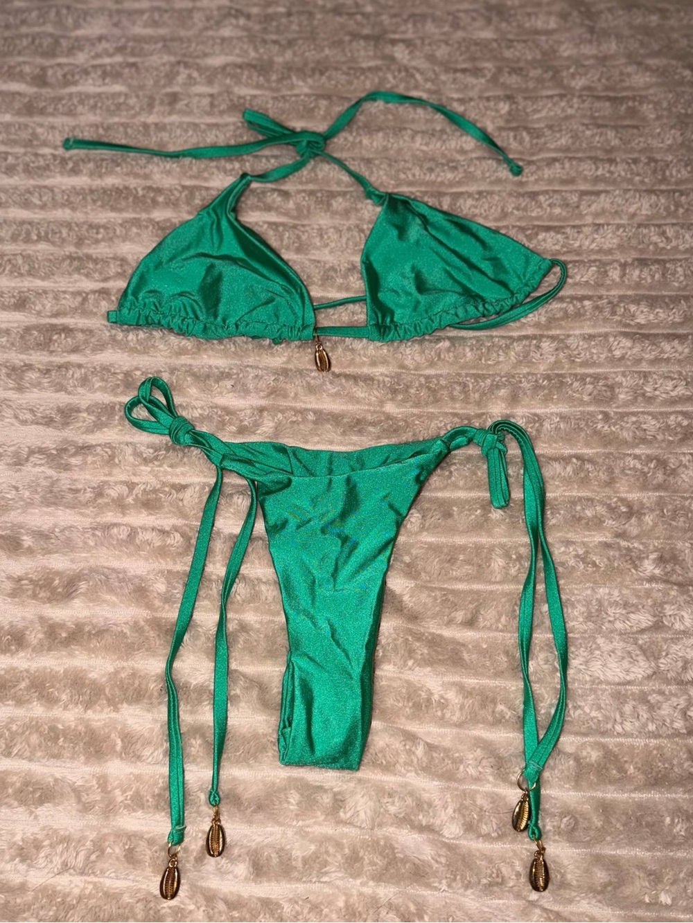 Womenβs Emerald Green Tie-Side Bikini Set